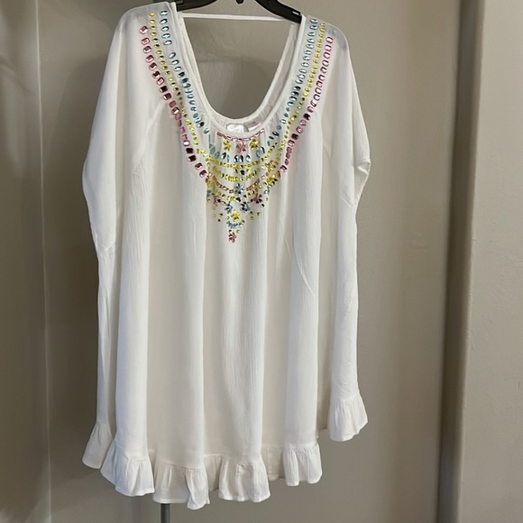 #94.   Roaman’s Swim white Tunic Beatiful plus size 1X - Picture 3 of 10